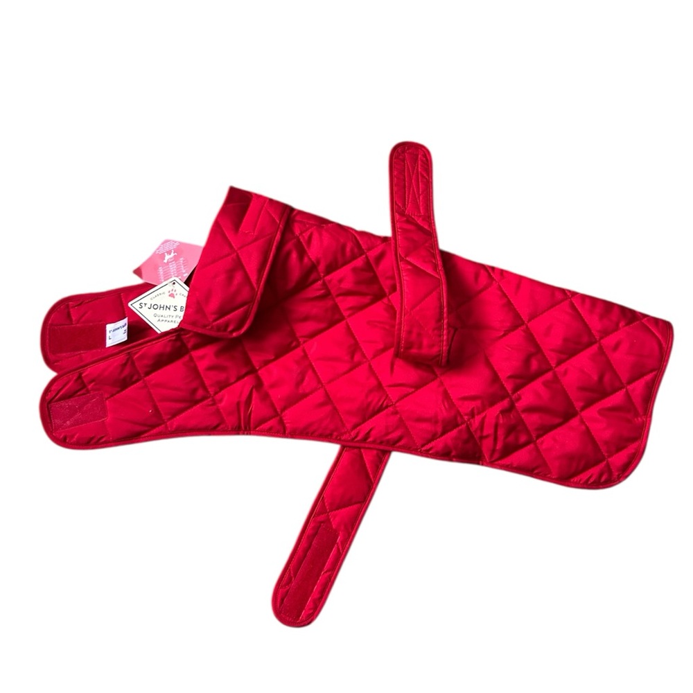 St. John’s Bark NWT  Red Quilted Dog Jacket size large